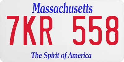 MA license plate 7KR558