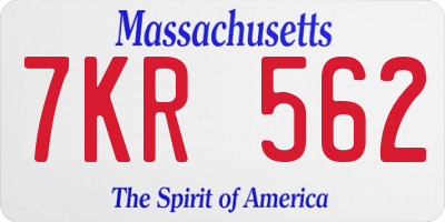 MA license plate 7KR562