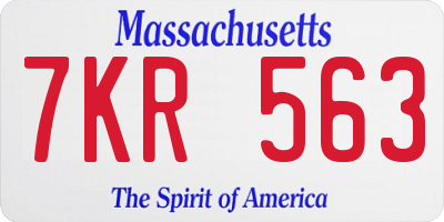 MA license plate 7KR563