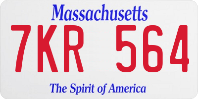 MA license plate 7KR564