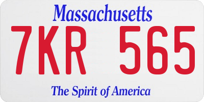 MA license plate 7KR565