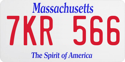 MA license plate 7KR566