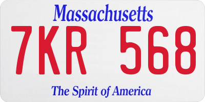 MA license plate 7KR568