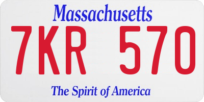 MA license plate 7KR570