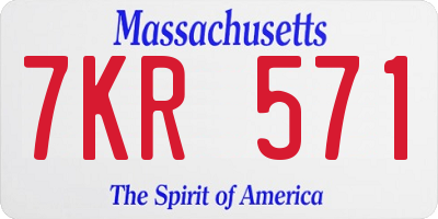 MA license plate 7KR571