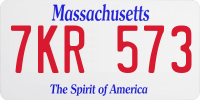 MA license plate 7KR573