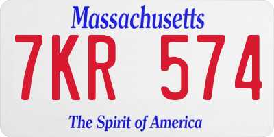 MA license plate 7KR574