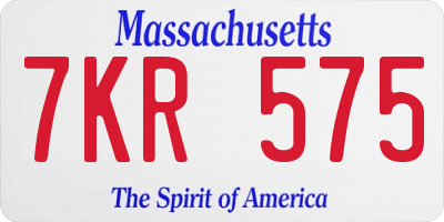 MA license plate 7KR575