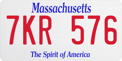 MA license plate 7KR576