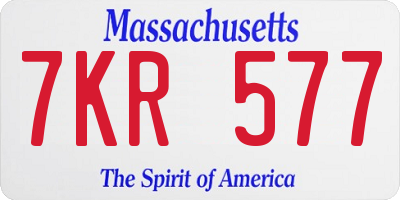 MA license plate 7KR577