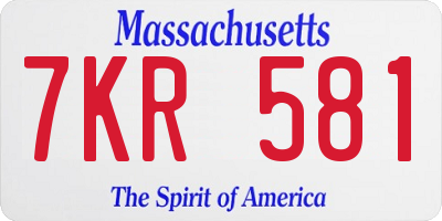 MA license plate 7KR581