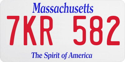 MA license plate 7KR582
