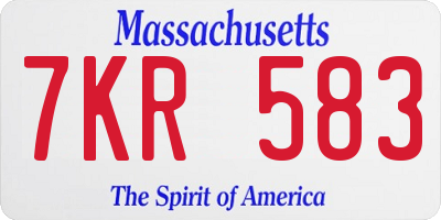 MA license plate 7KR583