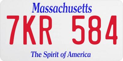 MA license plate 7KR584