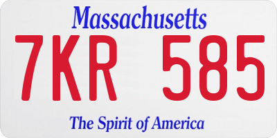 MA license plate 7KR585
