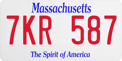 MA license plate 7KR587