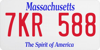 MA license plate 7KR588