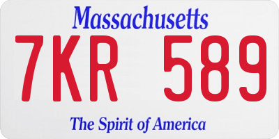 MA license plate 7KR589