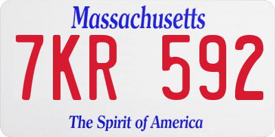 MA license plate 7KR592