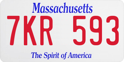 MA license plate 7KR593