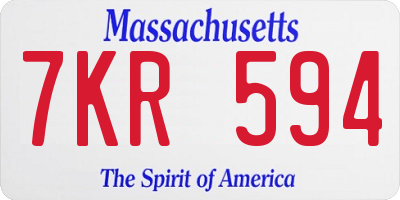 MA license plate 7KR594