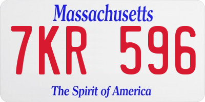 MA license plate 7KR596