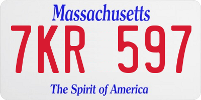 MA license plate 7KR597