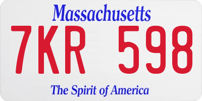 MA license plate 7KR598
