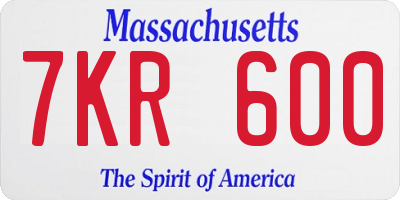 MA license plate 7KR600