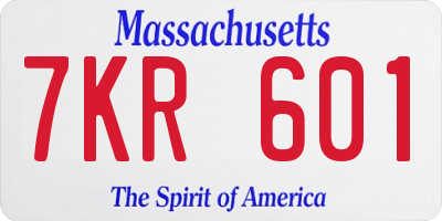 MA license plate 7KR601