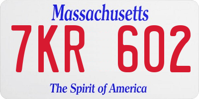 MA license plate 7KR602