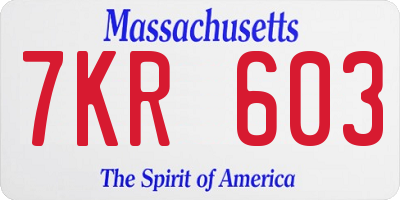 MA license plate 7KR603
