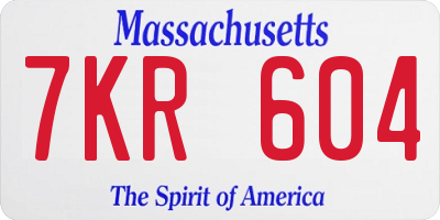 MA license plate 7KR604