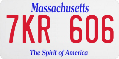 MA license plate 7KR606