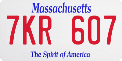MA license plate 7KR607