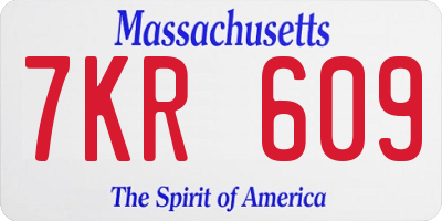 MA license plate 7KR609