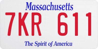 MA license plate 7KR611