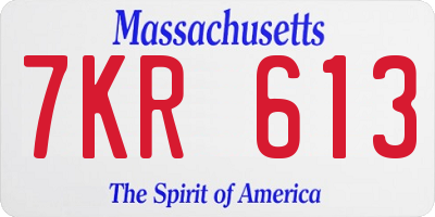 MA license plate 7KR613