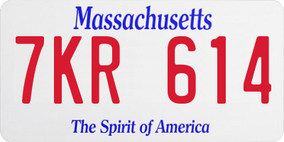 MA license plate 7KR614