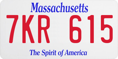 MA license plate 7KR615