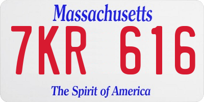 MA license plate 7KR616