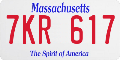 MA license plate 7KR617