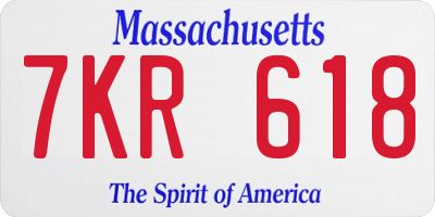 MA license plate 7KR618