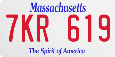 MA license plate 7KR619