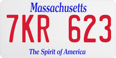 MA license plate 7KR623