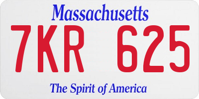 MA license plate 7KR625