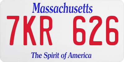 MA license plate 7KR626