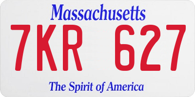 MA license plate 7KR627