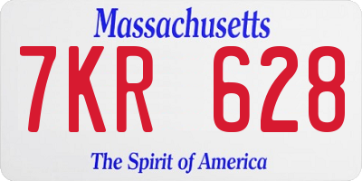 MA license plate 7KR628