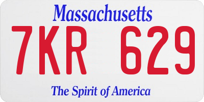 MA license plate 7KR629